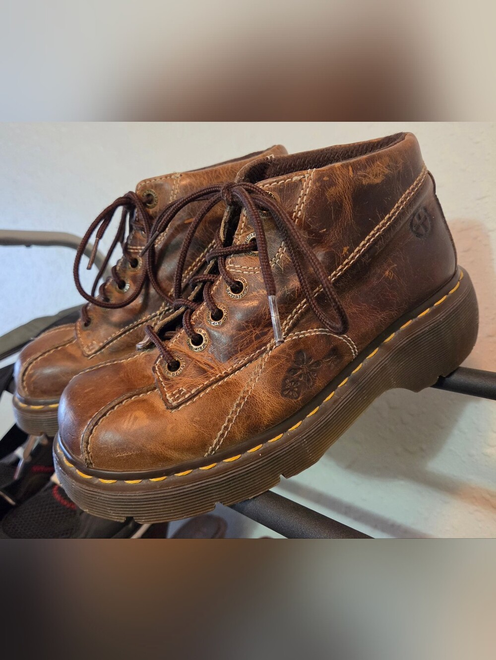 Dr. Martens Y2K Daisy Brown Leather Lace-Up Ankle Boots